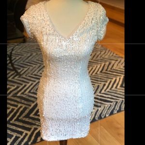 Flirty White Sequin Dress